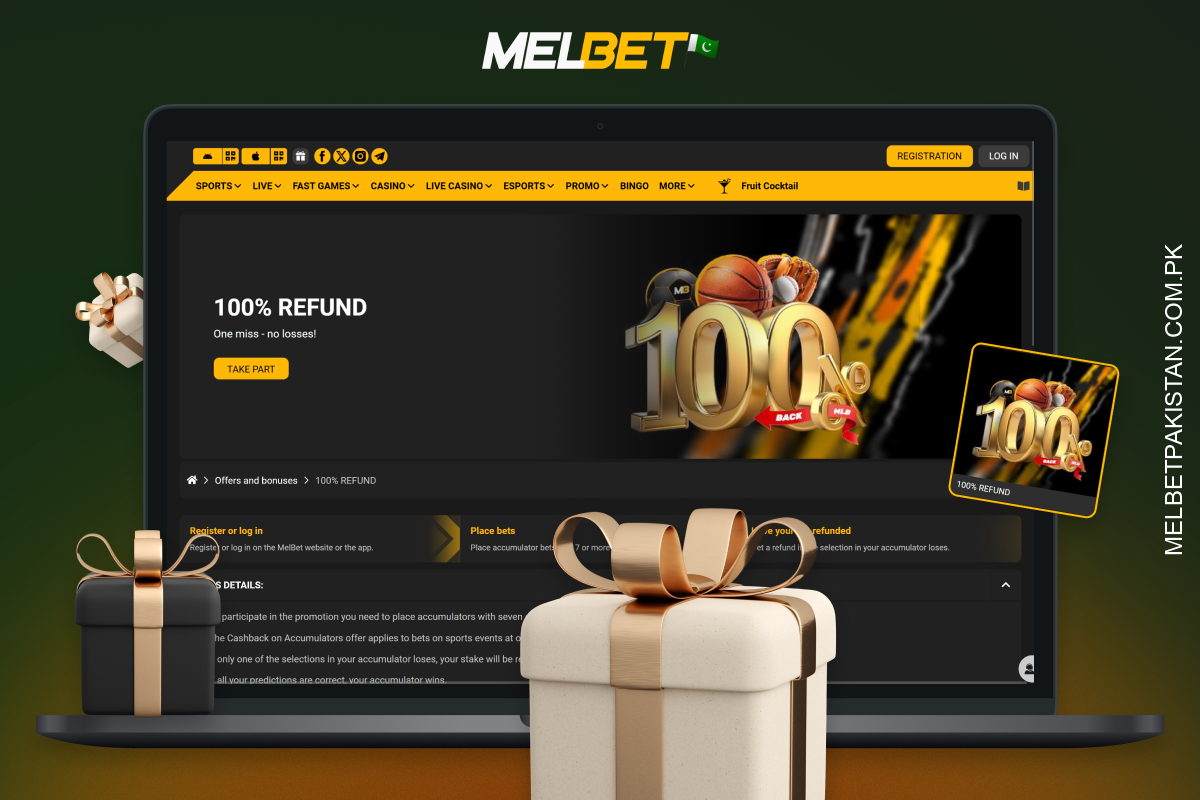 Melbet کی 100٪ کیش بیک پروموشن شرائط پوری ہونے پر کھلاڑیوں کو ضائع شدہ ایکسپریس بیٹس واپس کر دیتی ہے۔