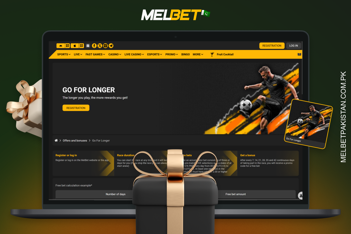Melbet کا Go for Longer بونس کھلاڑیوں کو روزانہ ایکسپریس بیٹس کے لیے پرومو کوڈز فراہم کرتا ہے۔