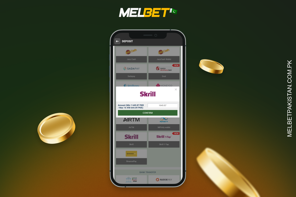 اپنا Melbet اکاؤنٹ ٹاپ اپ کرنے کے لیے، کھلاڑیوں کو ادائیگی کا طریقہ اور رقم منتخب کرنی ہوگی، پھر ادائیگی کی تصدیق کرنی ہوگی۔
