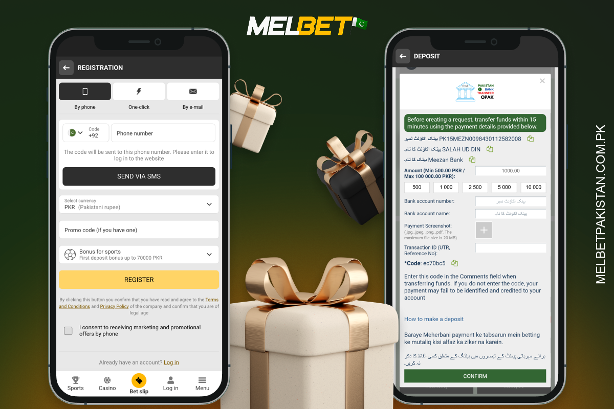 Melbet بونس حاصل کرنے کے لیے پاکستان میں کھلاڑیوں کو رجسٹر کرنا ہوگا، رقم جمع کروانی ہوگی، اور بونس خود بخود فعال ہو جائے گا۔