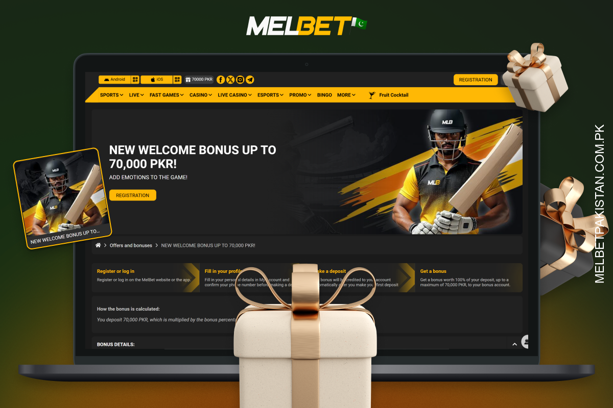 پاکستان میں Melbet کا پہلا ڈپازٹ بونس جمع شدہ رقم کا 100% ہے۔