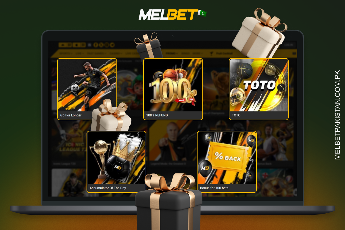 Melbet پاکستان کے کھلاڑیوں کو نہ صرف خوش آمدیدی بونس فراہم کرتا ہے بلکہ باقاعدگی سے اپ ڈیٹ ہونے والی پروموشنز بھی پیش کرتا ہے۔