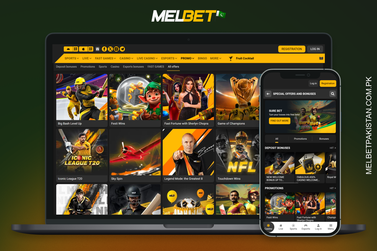 Melbet پاکستان نئے اور باقاعدہ کھلاڑیوں کو فائدہ مند بونس اور باقاعدہ پروموشنز پیش کرتا ہے، جو رجسٹریشن کے فوراً بعد فعال ہو جاتے ہیں۔