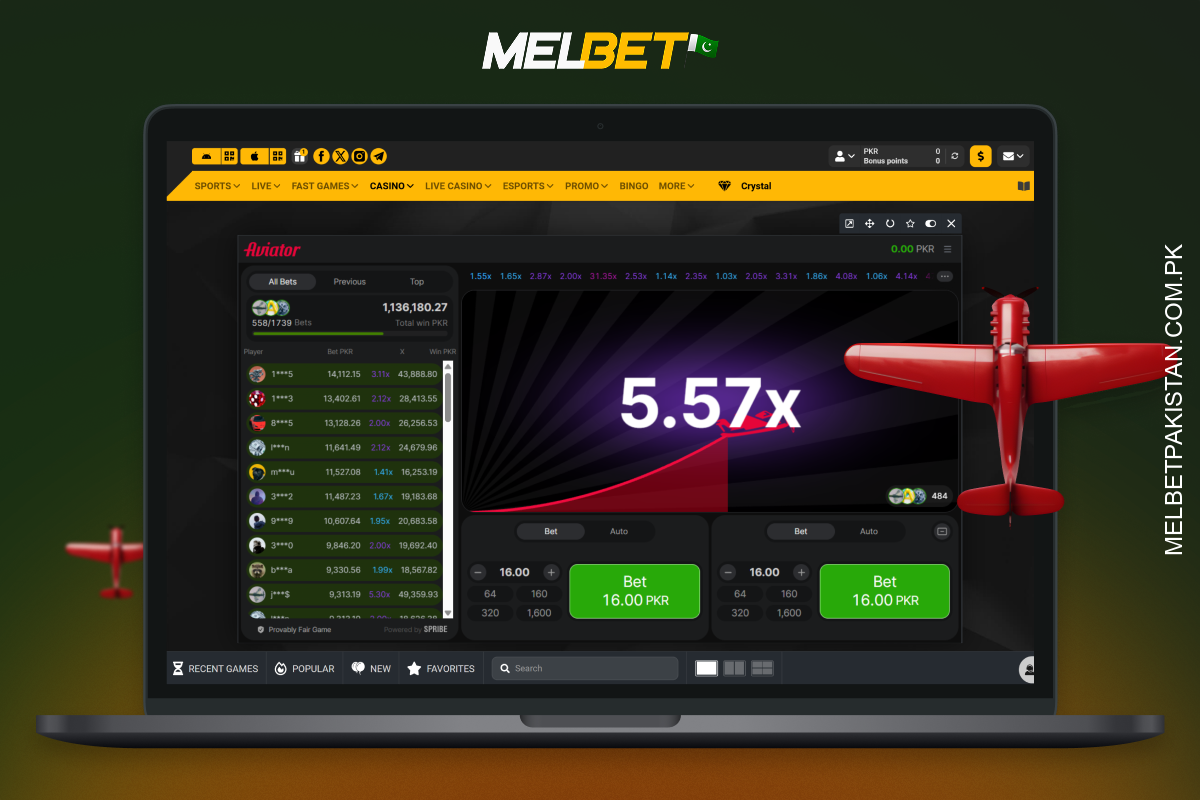 Melbet پر Aviator گیم پاکستان میں کیسینو کھلاڑیوں میں مقبول ہے۔