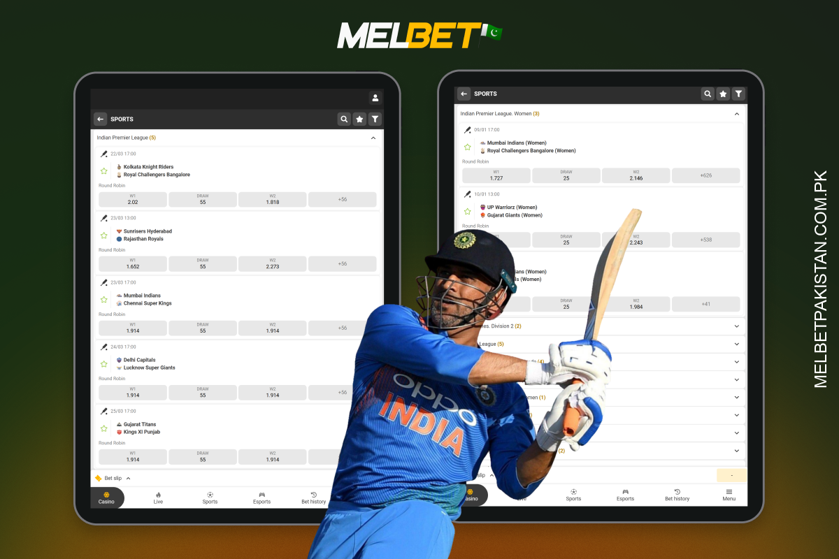 پاکستان میں کھلاڑی Melbet پر IPL پر شرط لگا سکتے ہیں۔
