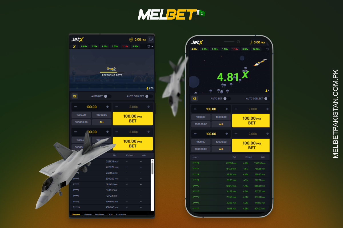پاکستان میں اینڈرائیڈ یا آئی او ایس پر JetX Melbet موبائل ایپ ڈاؤن لوڈ کرنے کے لیے کھلاڑیوں کو چاہیے کہ وہ اپنے اسمارٹ فون پر Melbet کی ویب سائٹ کھولیں، موبائل ایپ سیکشن تلاش کریں، مناسب ورژن ڈاؤن لوڈ اور انسٹال کریں۔