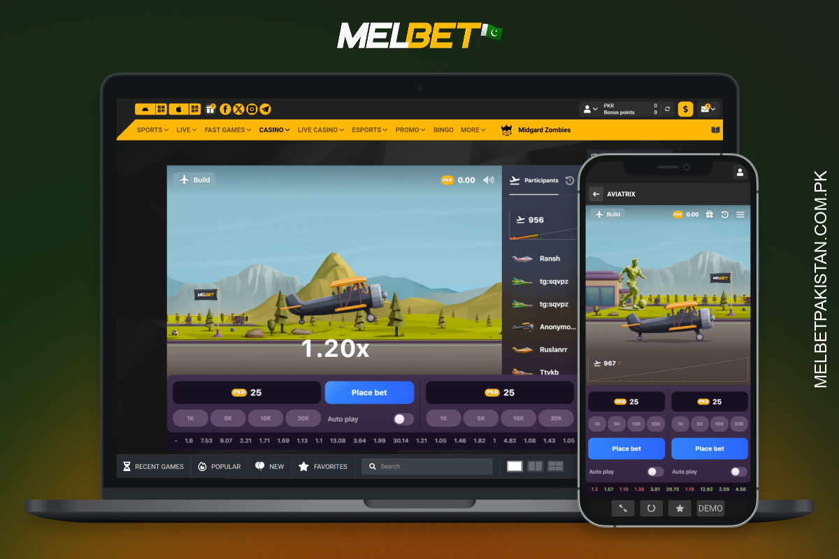 پاکستانی کھلاڑی Aviatrix کریش گیم Melbet کی ویب سائٹ اور موبائل ایپ پر حقیقی رقم کے لیے اور ڈیمو موڈ میں کھیل سکتے ہیں۔