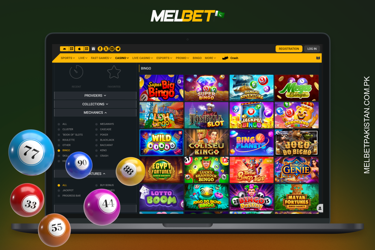 پاکستان کے کھلاڑی Melbet آن لائن کیسینو میں بنگو کھیل سکتے ہیں۔