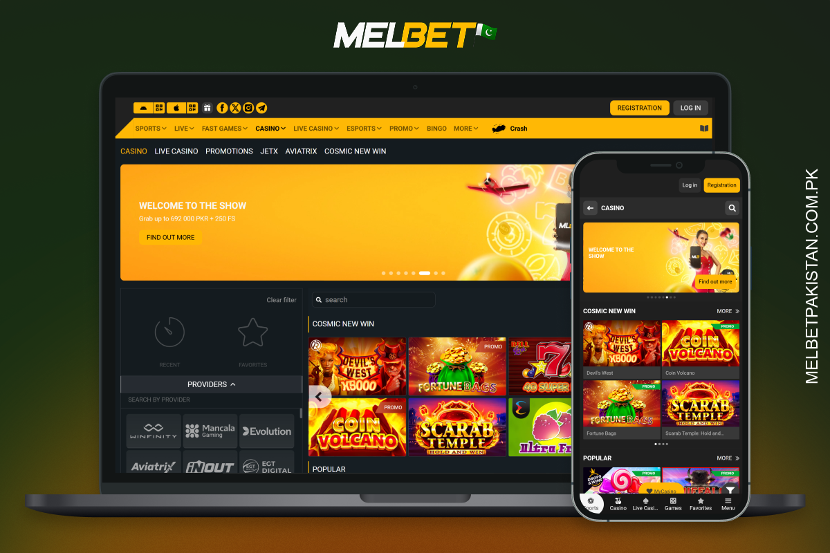 پاکستان میں Melbet آن لائن کیسینو سلاٹس، لائیو کیسینو، لاٹریاں اور ٹورنامنٹس پیش کرتا ہے جن میں منافع بخش بونسز شامل ہیں۔