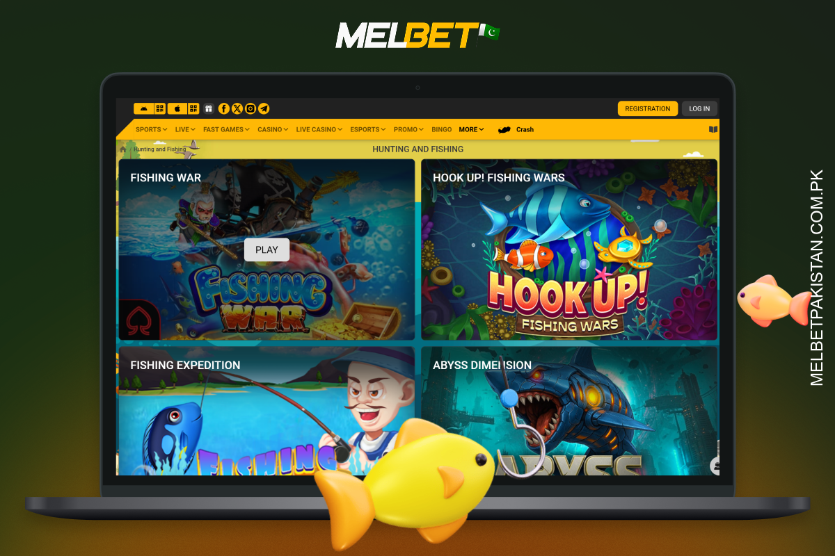 پاکستان کے کھلاڑیوں کے لیے Melbet شکار اور ماہی گیری کے کھیل پیش کرتا ہے جنہیں مفت یا اصلی پیسے کے لیے کھیلا جا سکتا ہے۔