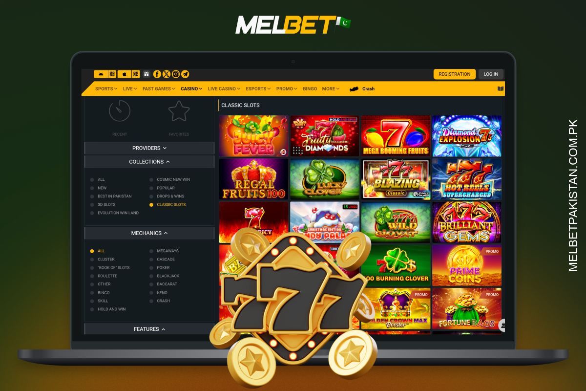 Melbet کیسینو پاکستان میں کھلاڑیوں کو سلاٹس کا ایک وسیع مجموعہ پیش کرتا ہے۔