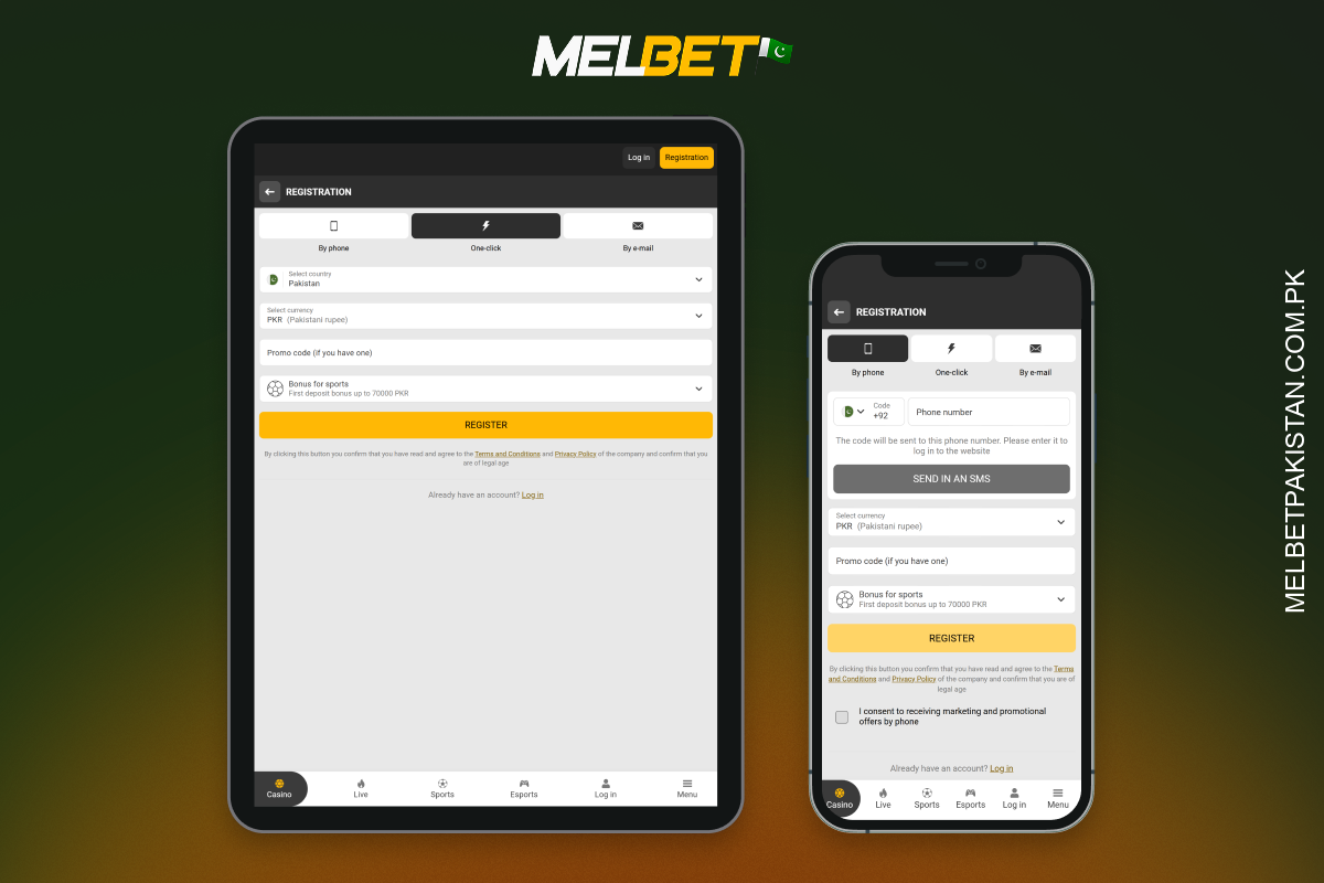 Melbet پاکستان موبائل ایپ میں رجسٹریشن آسان، محفوظ ہے اور شرط اور بونس تک فوری رسائی فراہم کرتی ہے۔