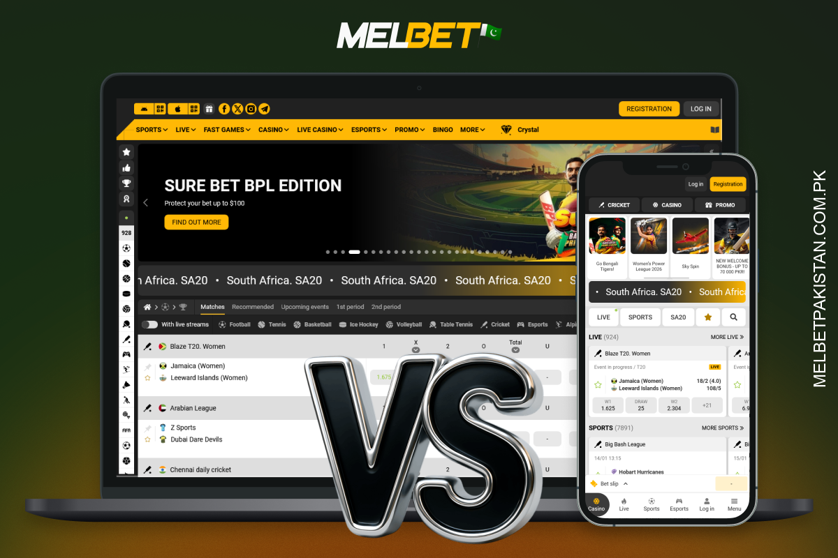 Melbet ایپ کہیں بھی شرط لگانے کے لیے آسان ہے، جبکہ ڈیسک ٹاپ ورژن تجزیہ اور ملٹی ٹاسکنگ کے لیے بہتر ہے۔