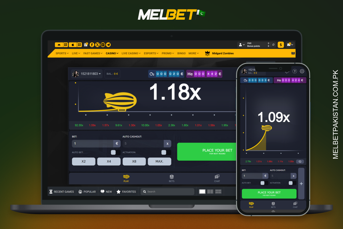 Zeppelin at Melbet Casino اپنے متاثر کن گرافکس، دلچسپ صوتی اثرات اور بڑی جیت کے امکانات کی وجہ سے پاکستان میں ایک مقبول گیم ہے اور یہ ویب سائٹ اور موبائل ایپ دونوں پر کھیلنے کے لیے دستیاب ہے۔