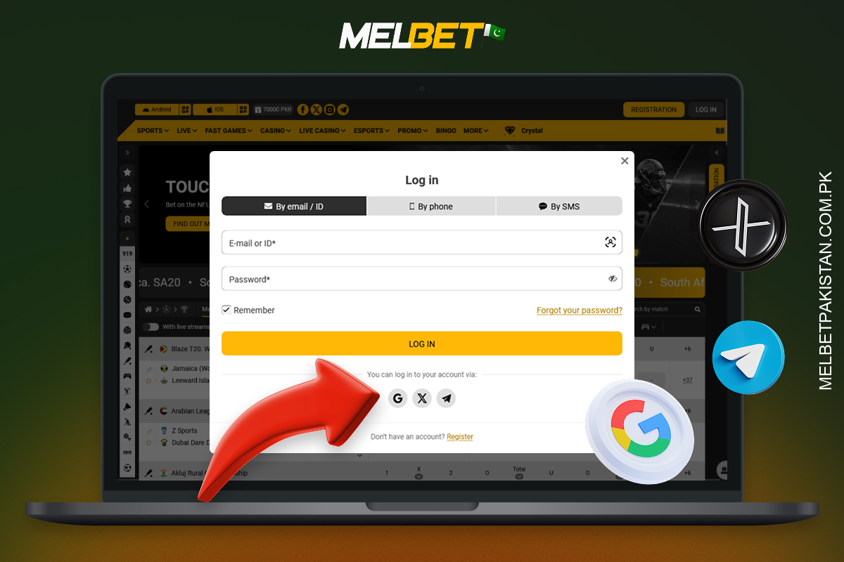 Melbet Pakistan پر سوشل میڈیا کے ذریعے رجسٹریشن آپ کو تیزی سے اور محفوظ طریقے سے اکاؤنٹ بنانے کی اجازت دیتا ہے۔