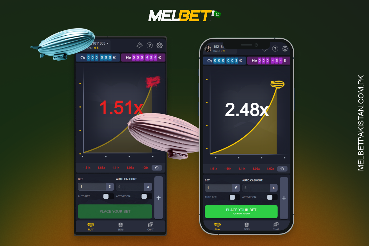 دلچسپ کریش گیم Zeppelin Android اور iOS کے لیے سرکاری Melbet Casino موبائل ایپ پر اسمارٹ فونز پر کھیلنے کے لیے دستیاب ہے۔